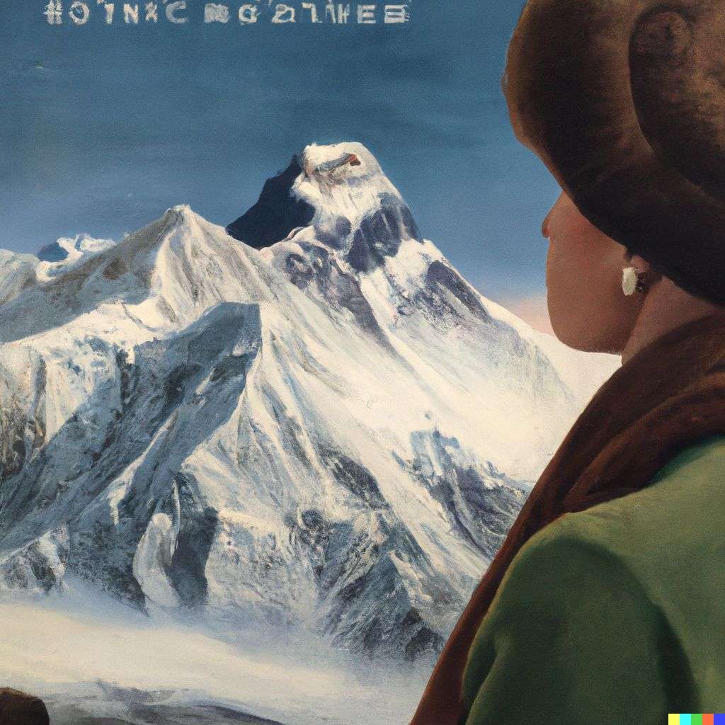 someone gazing at Mount Everest, front cover of Vogue, 1950